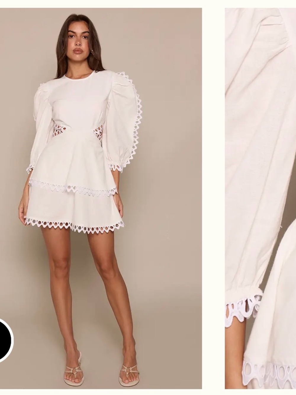 PrettyLittleThing White Broderie Trim Backless Shift Dress NWT US 8